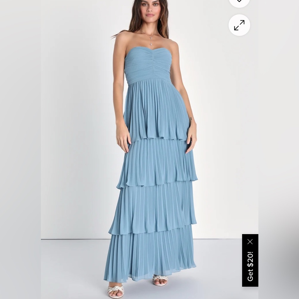 Lulu's Blue Strapless Maxi Dress